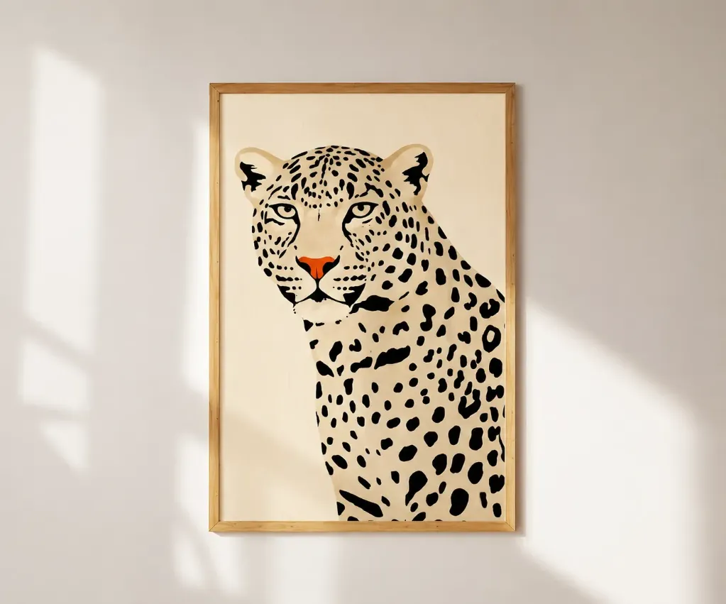 Minimalist Leopard Wall Art Print | Modern Abstract Animal Poster | Neutral Contemporary Decor | Digital Download