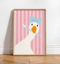 Funny Duck Toothbrush Print, Pink Bathroom Decor, Whimsical Animal Poster (Digital Download)