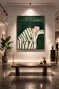 Emerald Green Abstract People Large Wall Art, Stripe Woman Printable, (Digital Download)